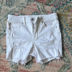 White Distressed Denim Shorts